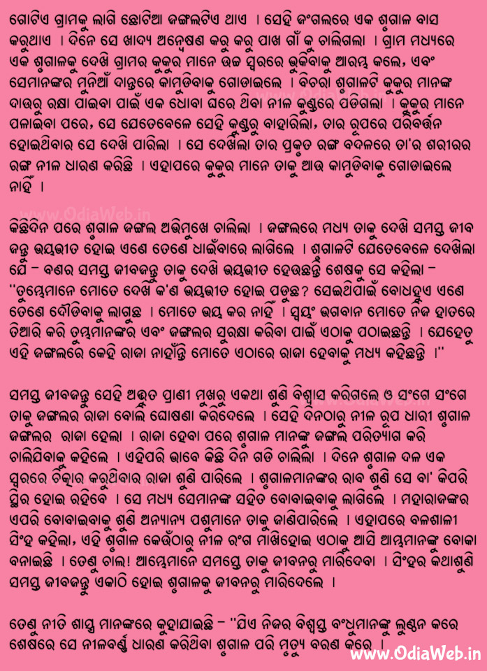 Odia Short Story Nilabarnna Srugala Katha Book