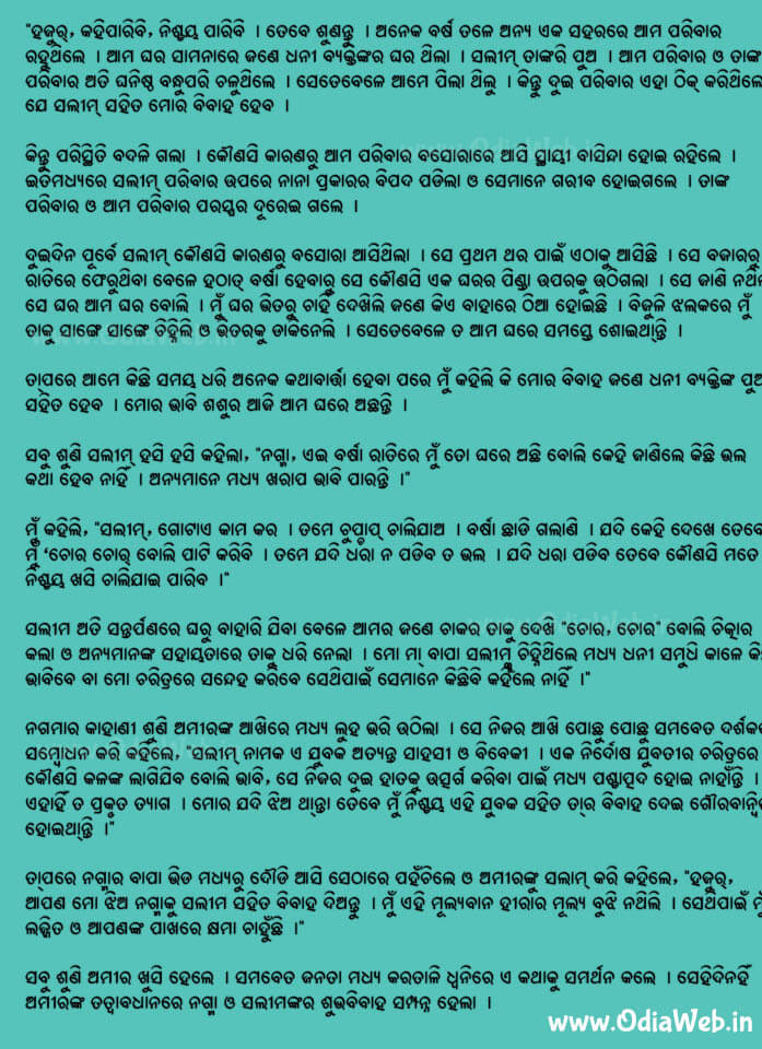 Odia Short Story Barsha Ratira Chora 